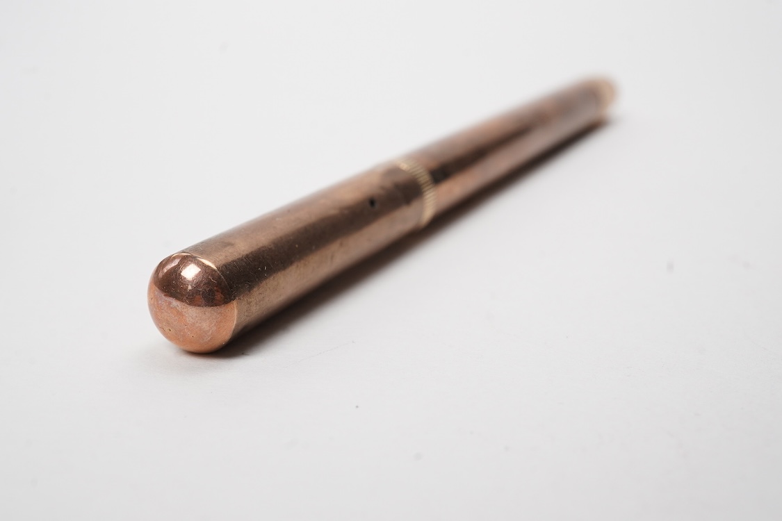 A De La Rue Onoto Rose 9ct gold piston fill pen, in original case